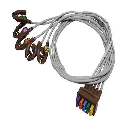 ECG Leadwire set, 5-lead V2-6, grabber, AHA, 74 cm/29 in, 1/pack ECG Leadwire set, 5-lead V2-6, grabber, AHA, 74 cm/29 in, 1/pack